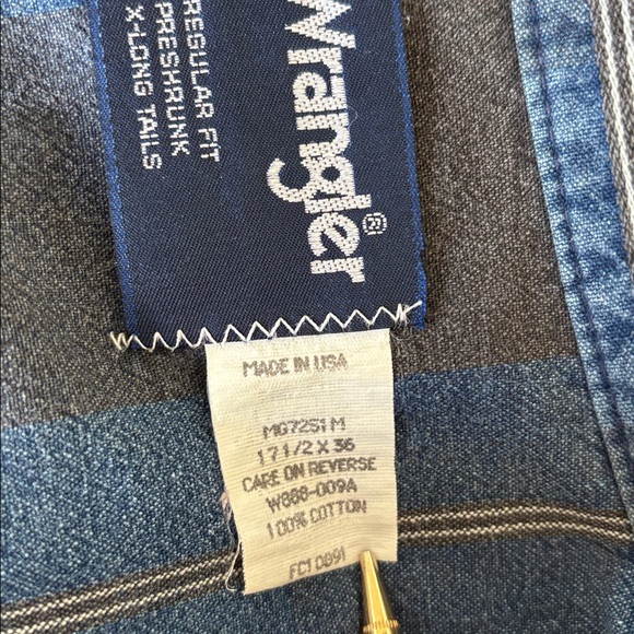 Vintage Wrangler USA Striped Brushpopper Western Rodeo Shirt Mens Size 17 1/2-36 - Picture 5 of 16